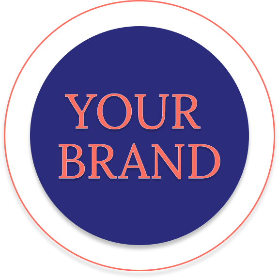 Round icon with the words 'YOUR BRAND' in the center