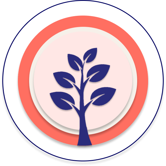 Round icon with a tree in the center